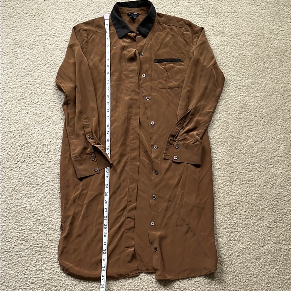 CLUB MONACO Brown Silk Button Down Dress
